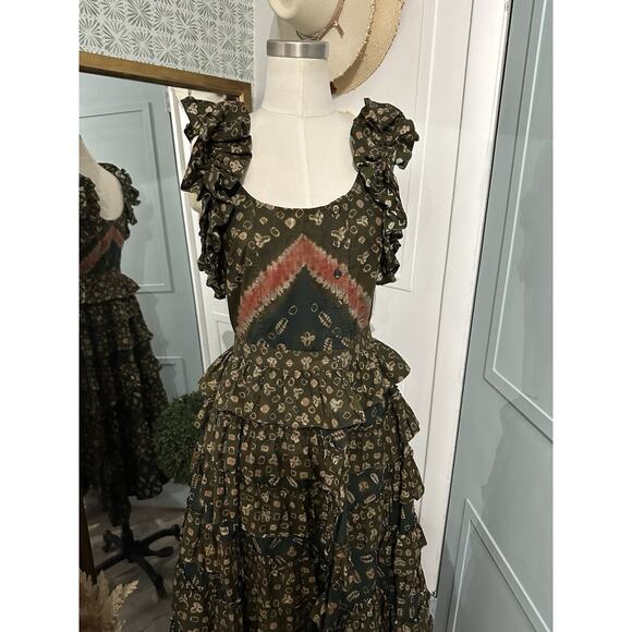 ULLA JOHNSON Nia Tiered Ruffle Dress Jasper Size 2 - Picture 9 of 13